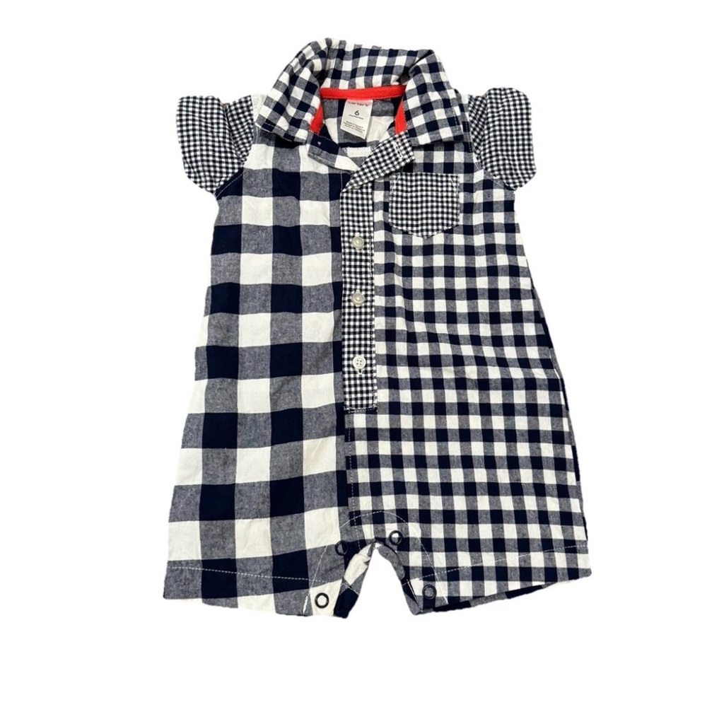 Carter's Blue and White Plaid Onesie
